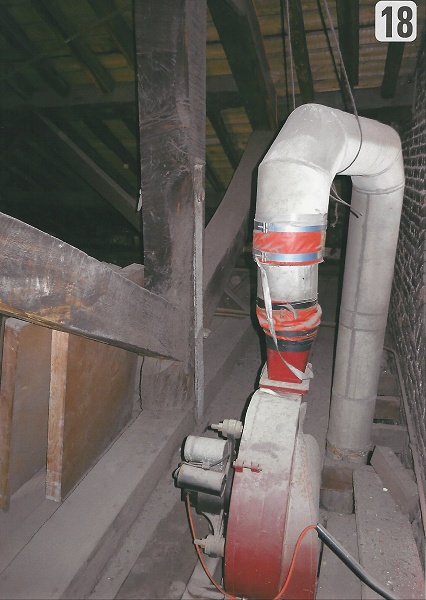 Organ blowing plant, 'Discus' 400 cfm output, in church roof.